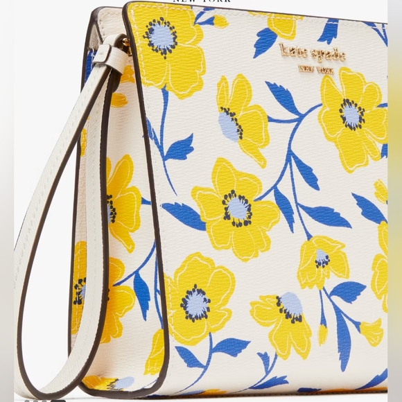 NWT Kate Spade Morgan Sunshine Floral Printed Gusseted Wristlet - Picture 3 of 4